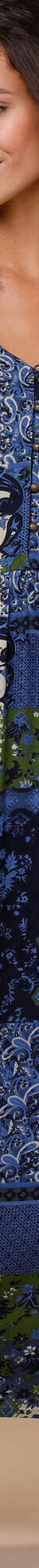 Robe longue imprimé patchwork col V (bleu / vert) Robe longue imprimé patchwork col V (bleu / vert)